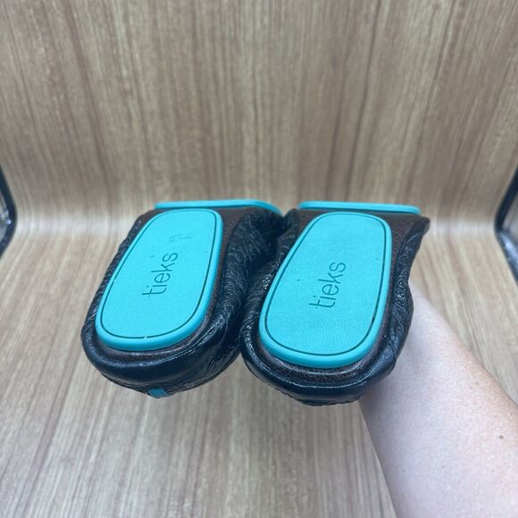 Tieks by Gavrieli Women Size 10 Foldable Ballet Flats Obsidian Black Croc Patent - Picture 13 of 16